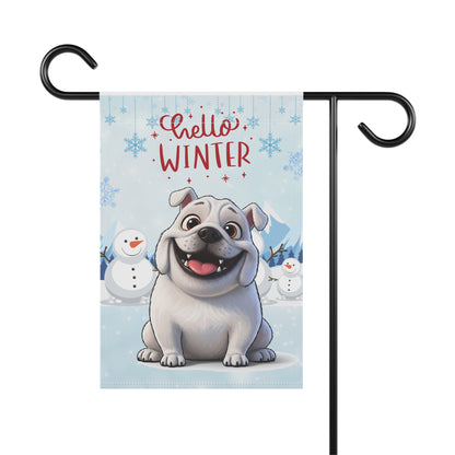 Bulldog Hello Winter Garden Banner