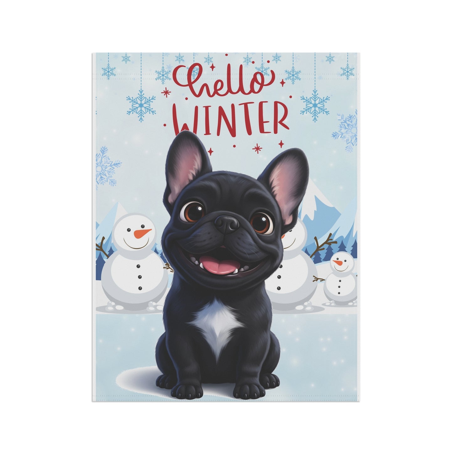 Frenchie Hello Winter Garden Banner