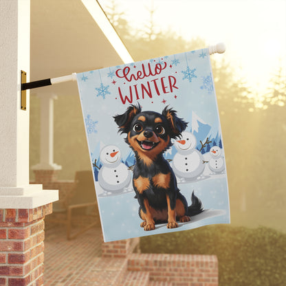 Chihuahua Hello Winter Garden Banner