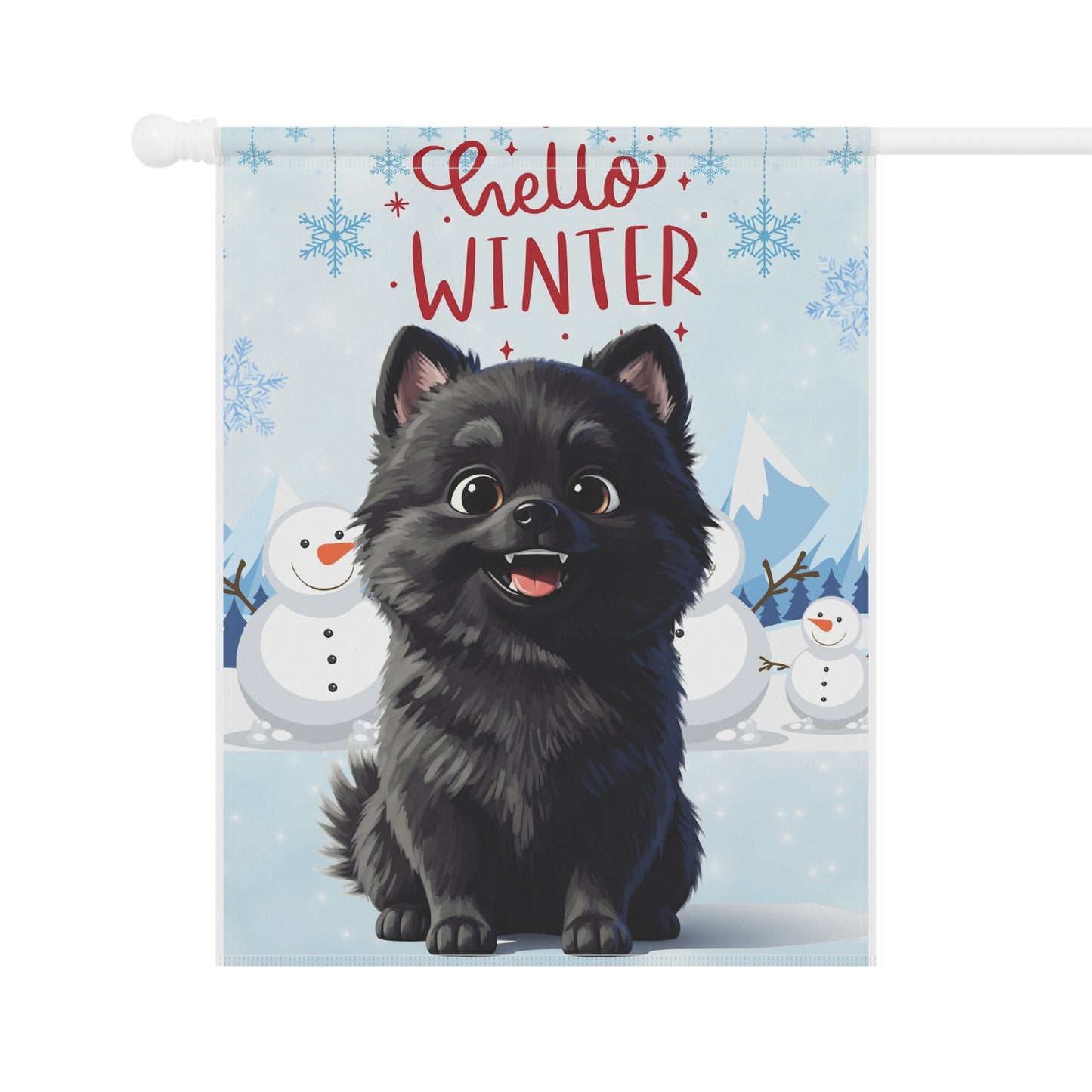 Pomeranian Hello Winter Garden Banner