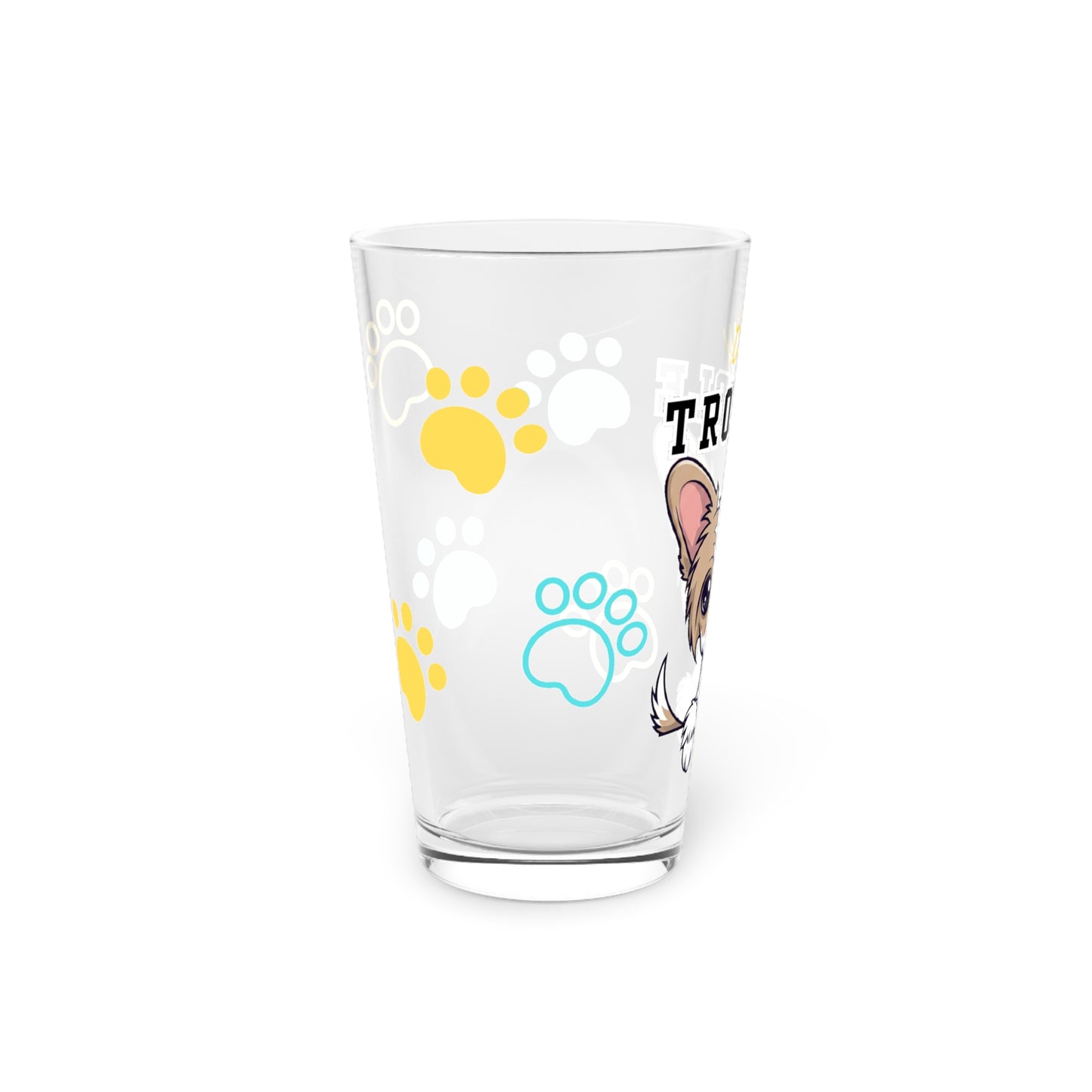 Chinese Crested Tiny Trouble Pint Glass