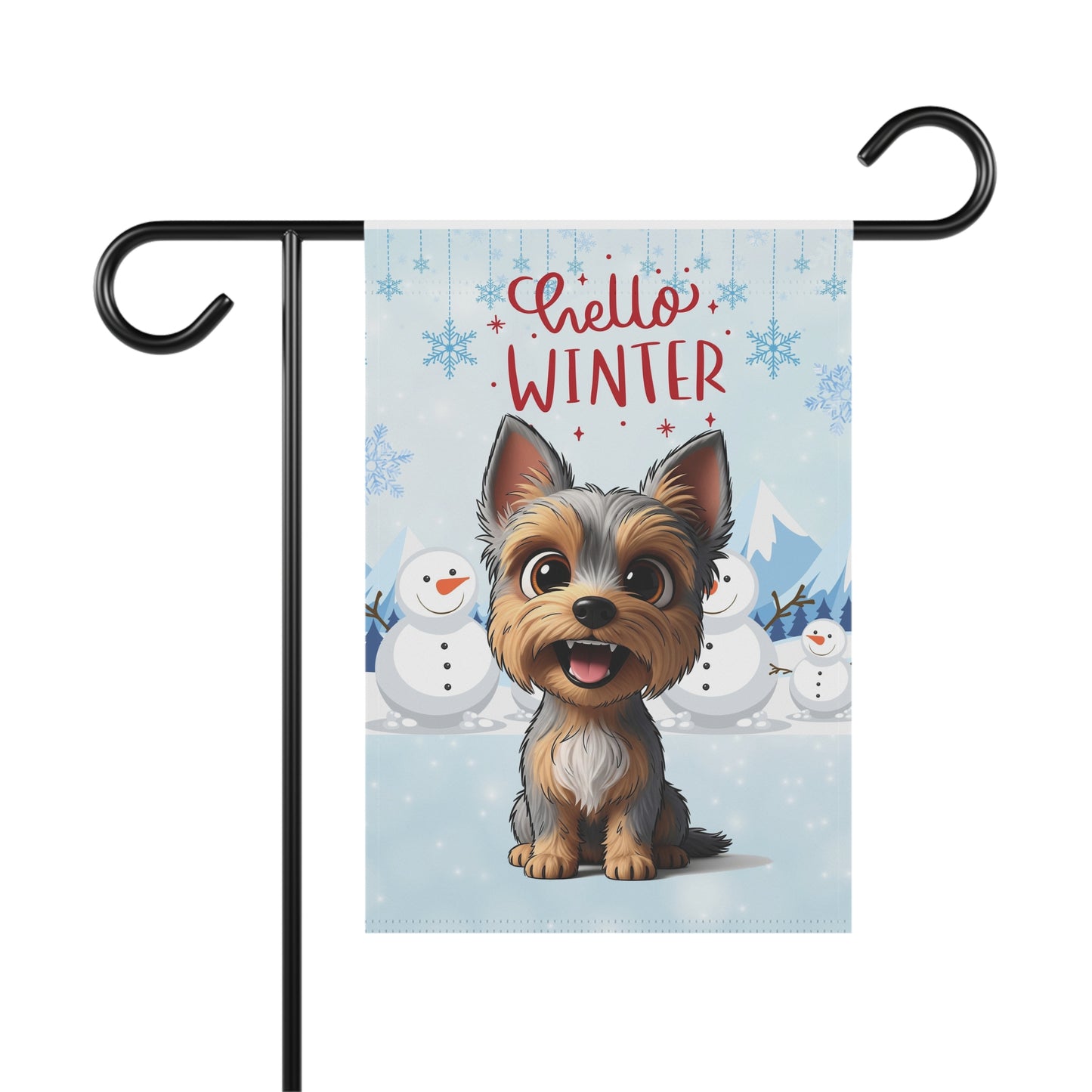 Yorkie Hello Winter Garden Banner