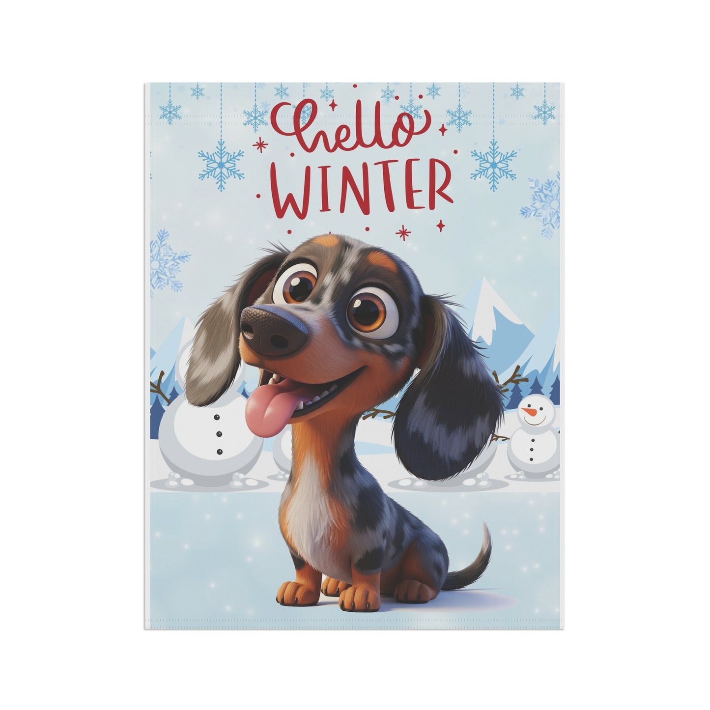 Dacshund Hello Winter Garden Banner