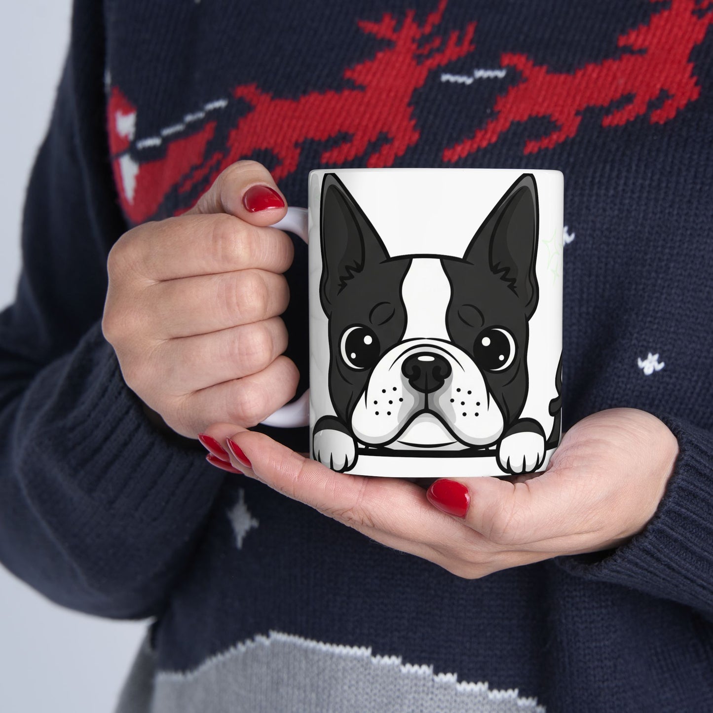 Boston Terrier Peek-a-Boo Mug | Best Boston Terrier Daddy Gift