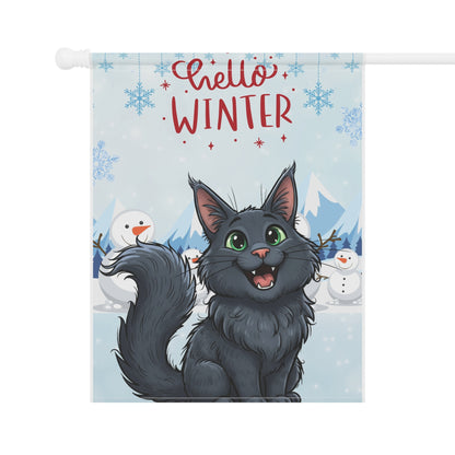 Maine Coon Hello Winter Garden Banner