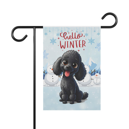 Poodle Hello Winter Garden Banner