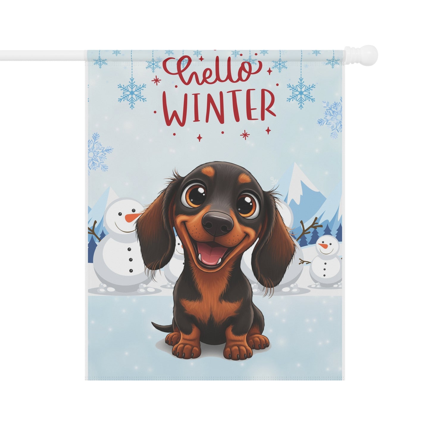 Dacshund Hello Winter Garden Banner