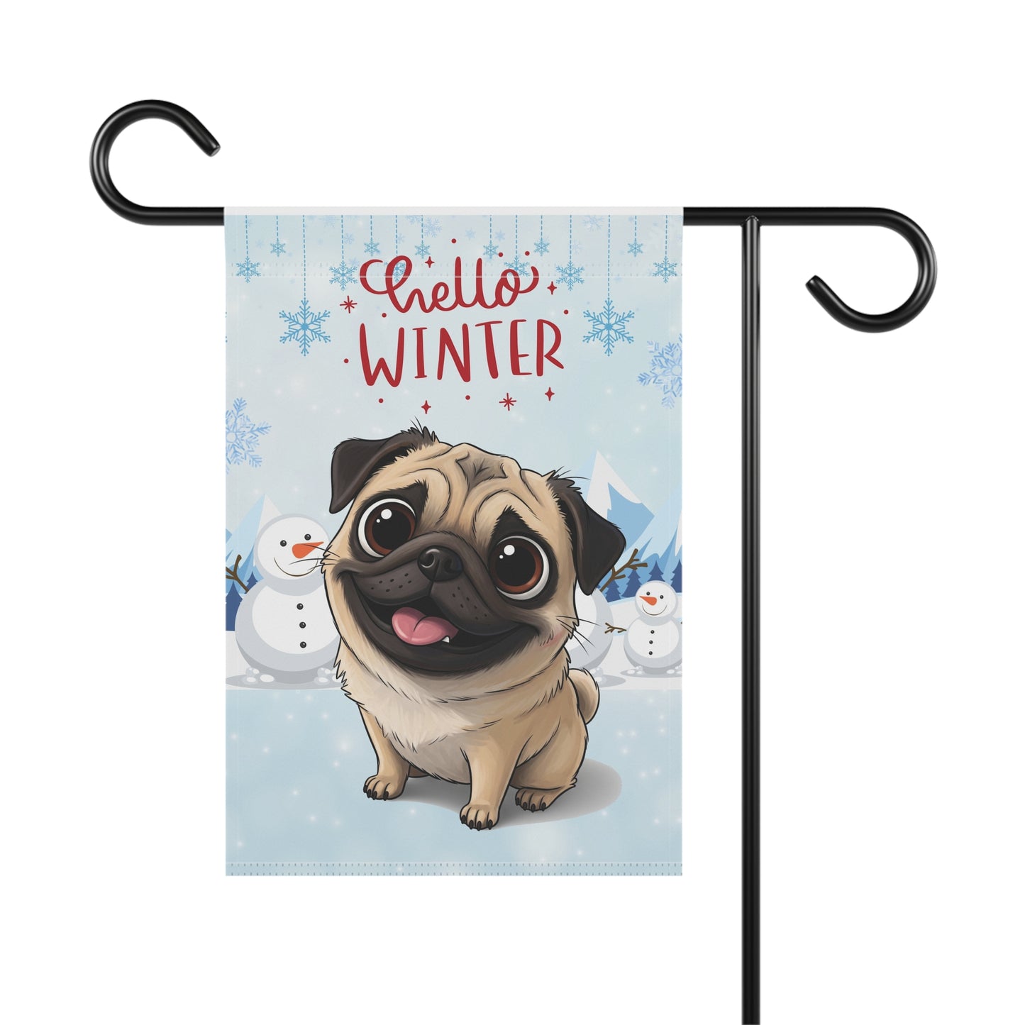 Pug Hello Winter Garden Banner