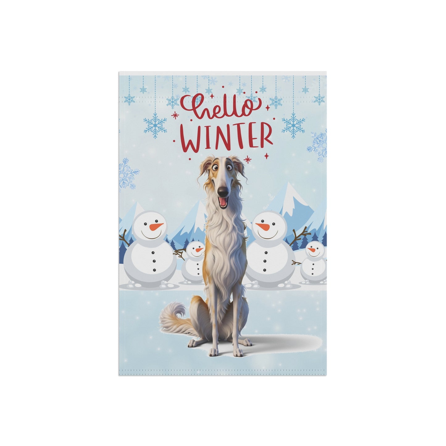 Borzoi Hello Winter Garden Banner