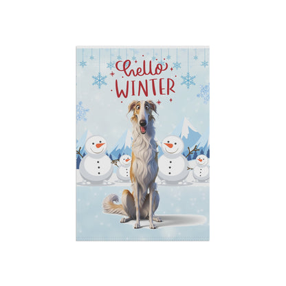 Borzoi Hello Winter Garden Banner