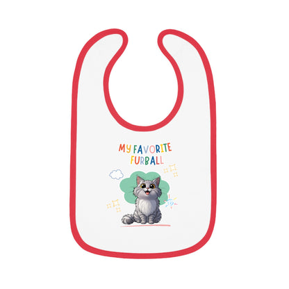 Long hair Silver Tabby Cat Favorite Furball Baby Bib