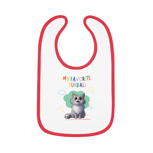 Long hair Silver Tabby Cat Favorite Furball Baby Bib