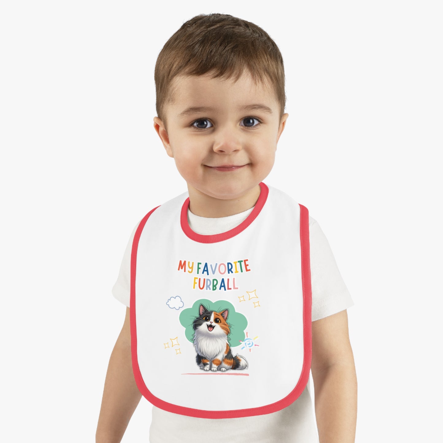 Long hair Calico Cat Favorite Furball Baby Bib