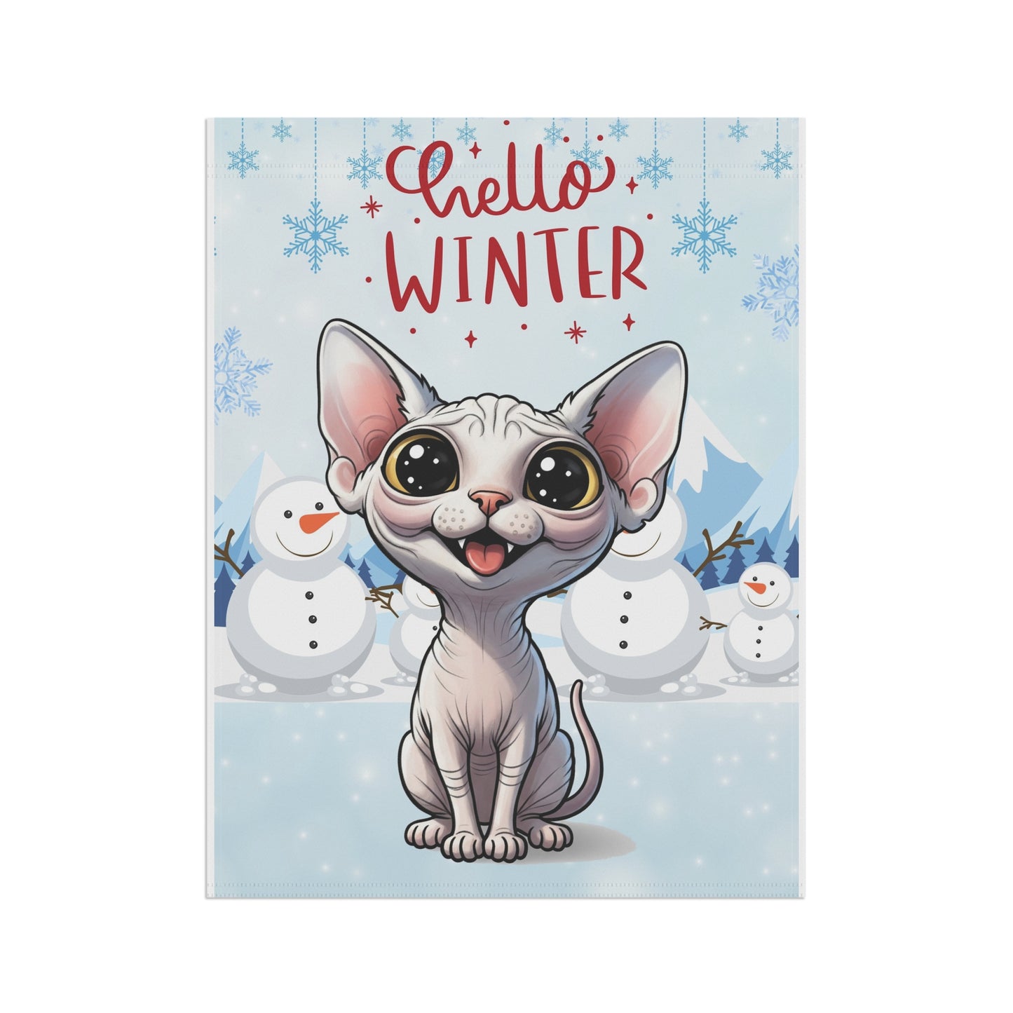 Sphynx Cat Hello Winter Garden Banner