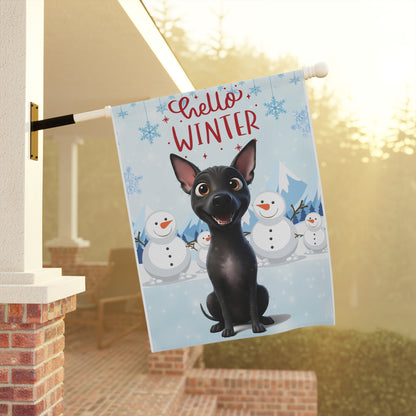 Hairless Dog Hello Winter Garden Banner