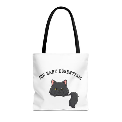 Long hair black cat FurBaby Tote Bag