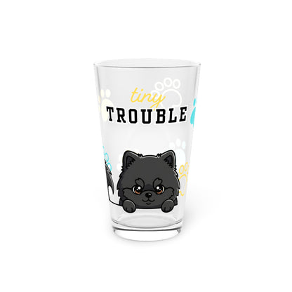 Pomeranian Tiny Trouble Pint Glass