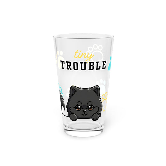 Pomeranian Tiny Trouble Pint Glass