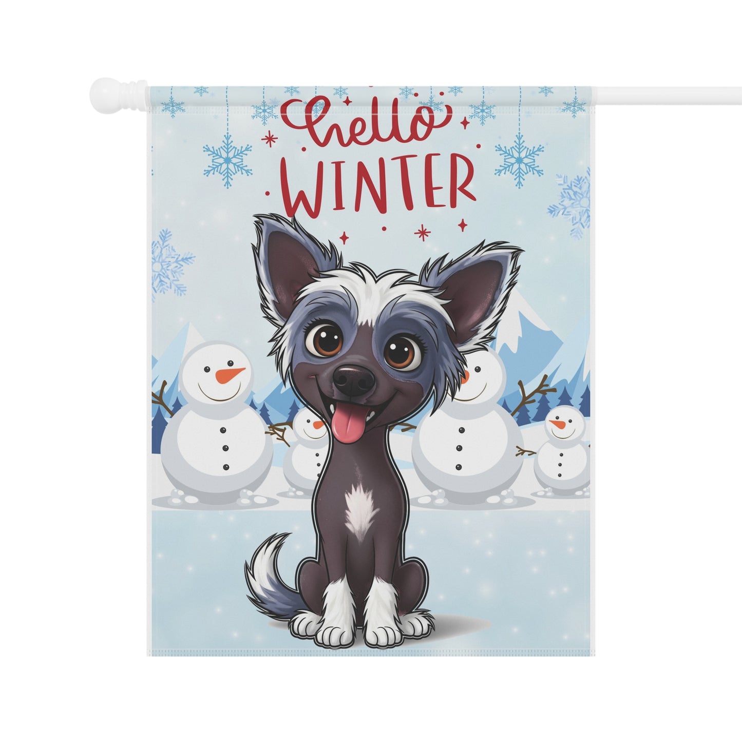 Chinese Crested Hello Winter Garden Banner