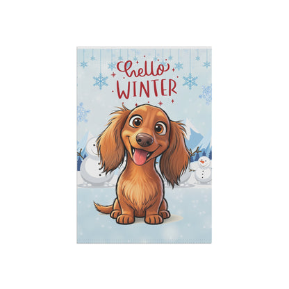 Dacshund Hello Winter Garden Banner