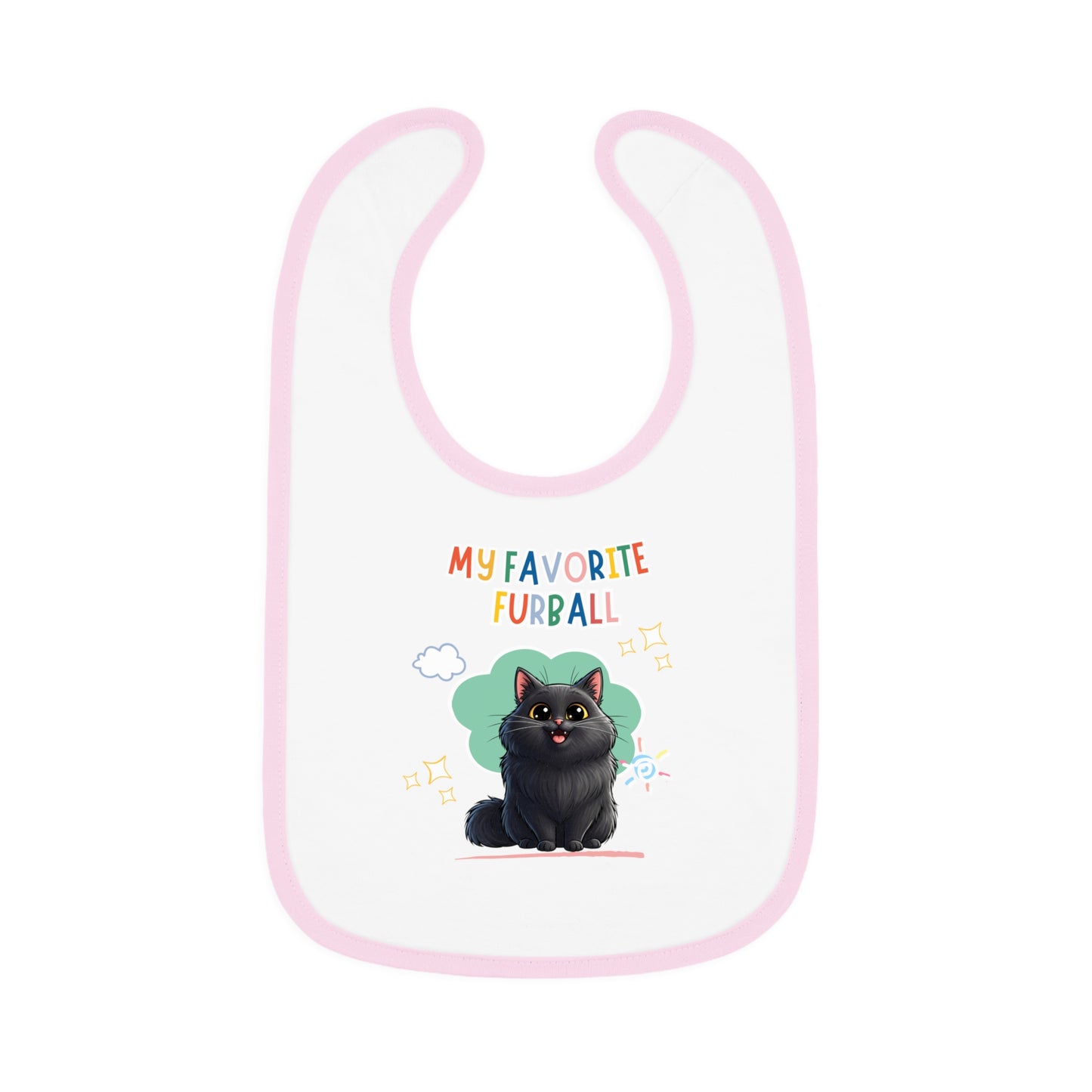 Long hair Black Cat Favorite Furball Baby Bib