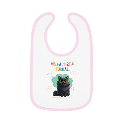 Long hair Black Cat Favorite Furball Baby Bib