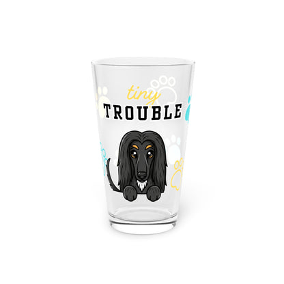 Afghan Hound Tiny Trouble Pint Glass