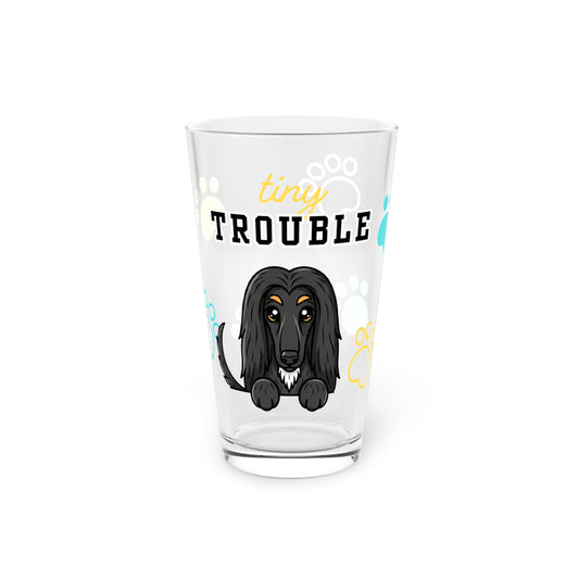 Afghan Hound Tiny Trouble Pint Glass