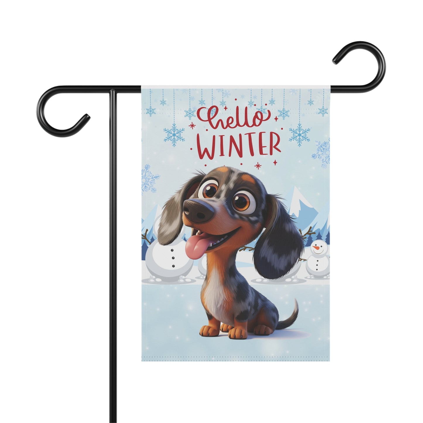 Dacshund Hello Winter Garden Banner