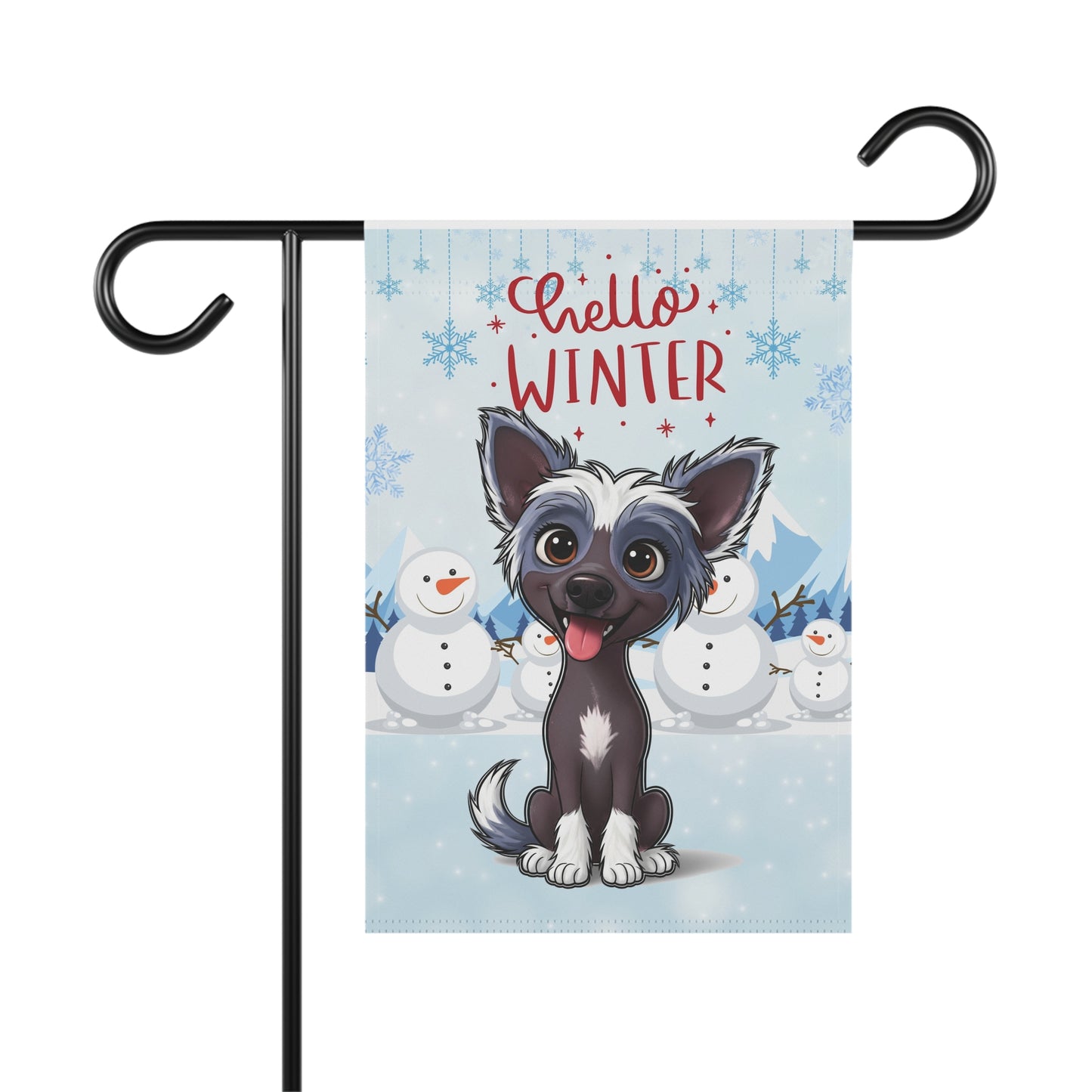 Chinese Crested Hello Winter Garden Banner