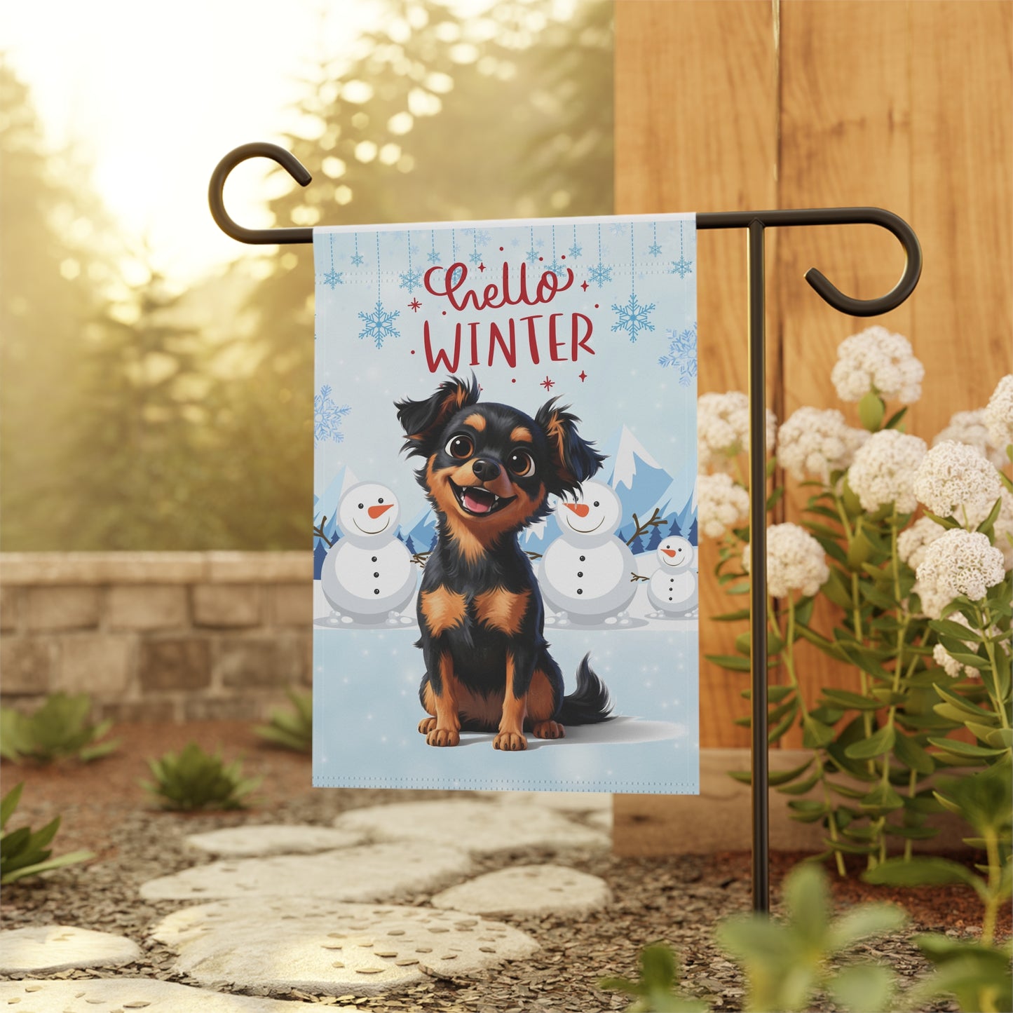 Chihuahua Hello Winter Garden Banner