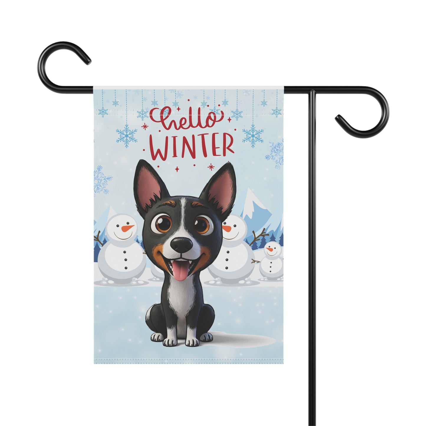Basenji Hello Winter Garden Banner
