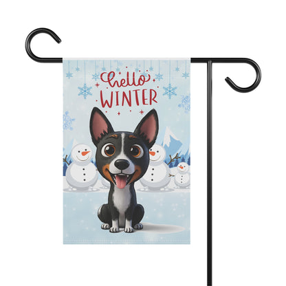 Basenji Hello Winter Garden Banner