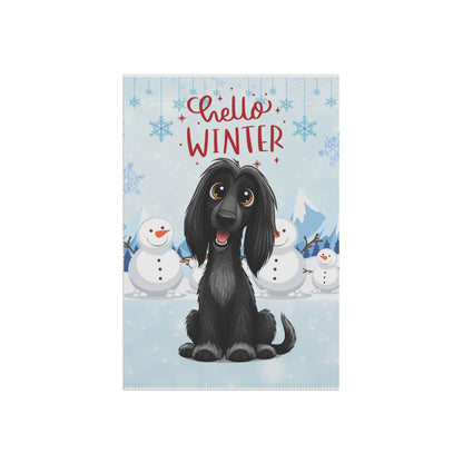 Afghan Hound Hello Winter Garden Banner