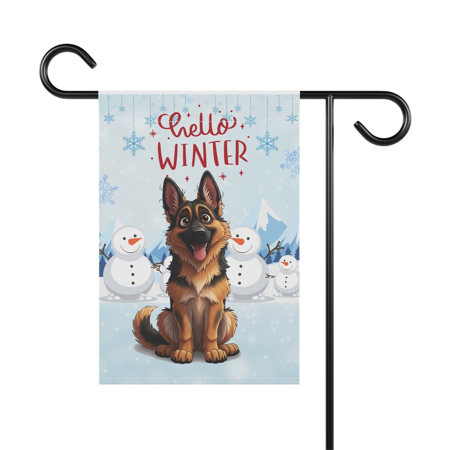 German Shepherd Hello Winter Garden Banner
