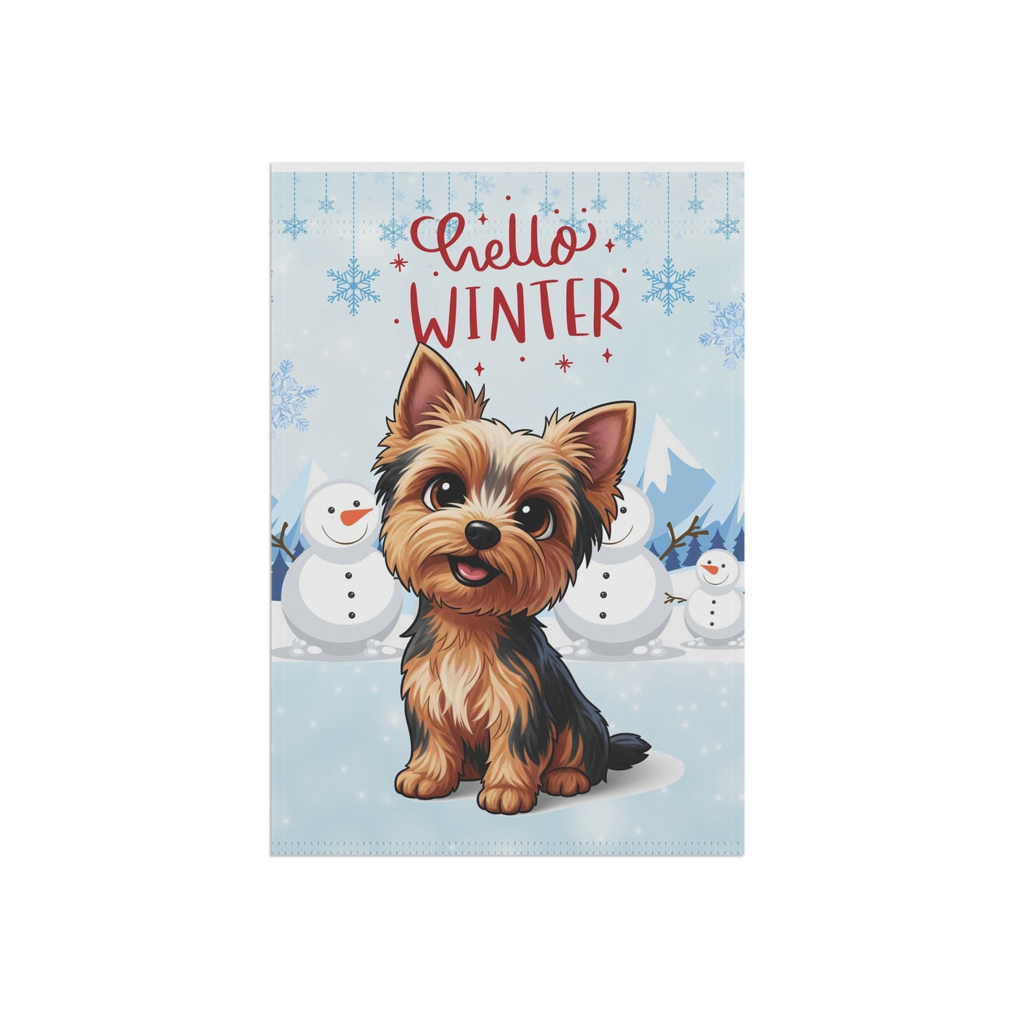 Yorkie Hello Winter Garden Banner