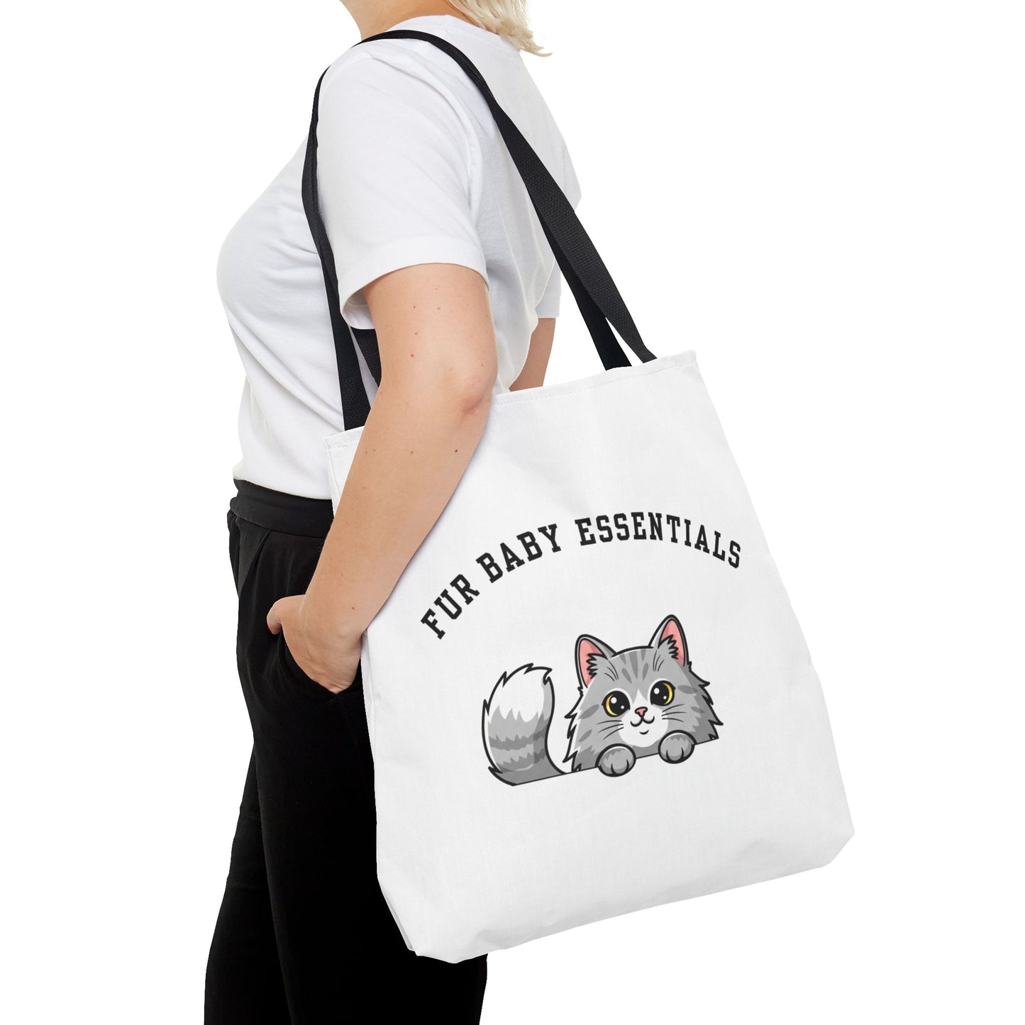 Long hair gray cat FurBaby Tote Bag