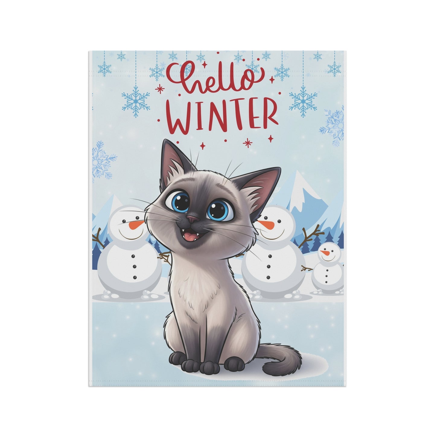 Siamese Cat Hello Winter Garden Banner