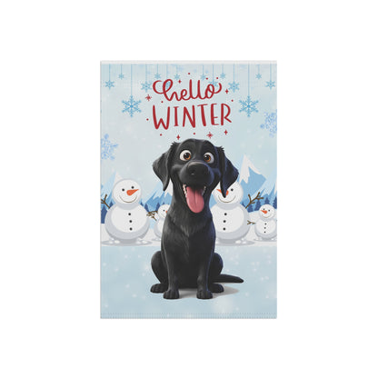 Labrador Hello Winter Garden Banner
