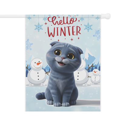 Scottish Fold Hello Winter Garden Banner
