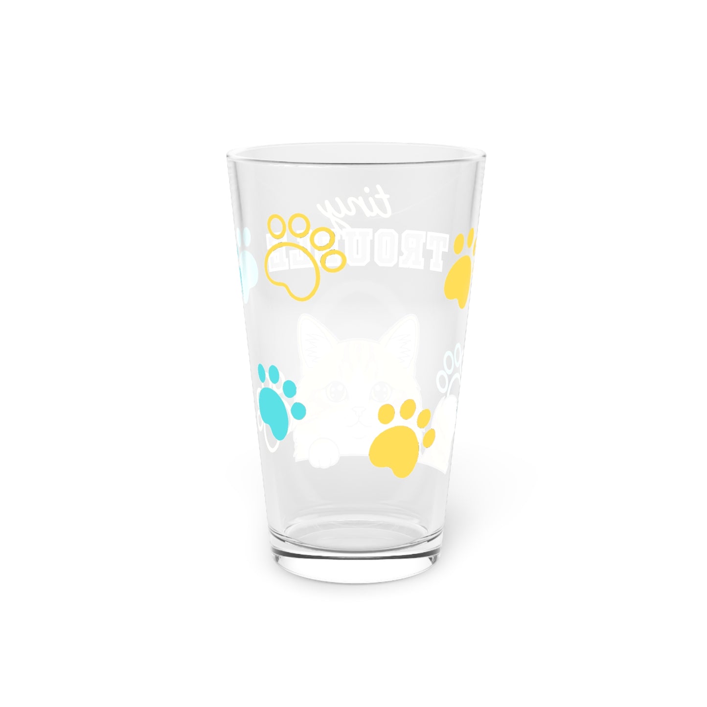 Long hair bi-color orange cat Tiny Trouble Pint Glass