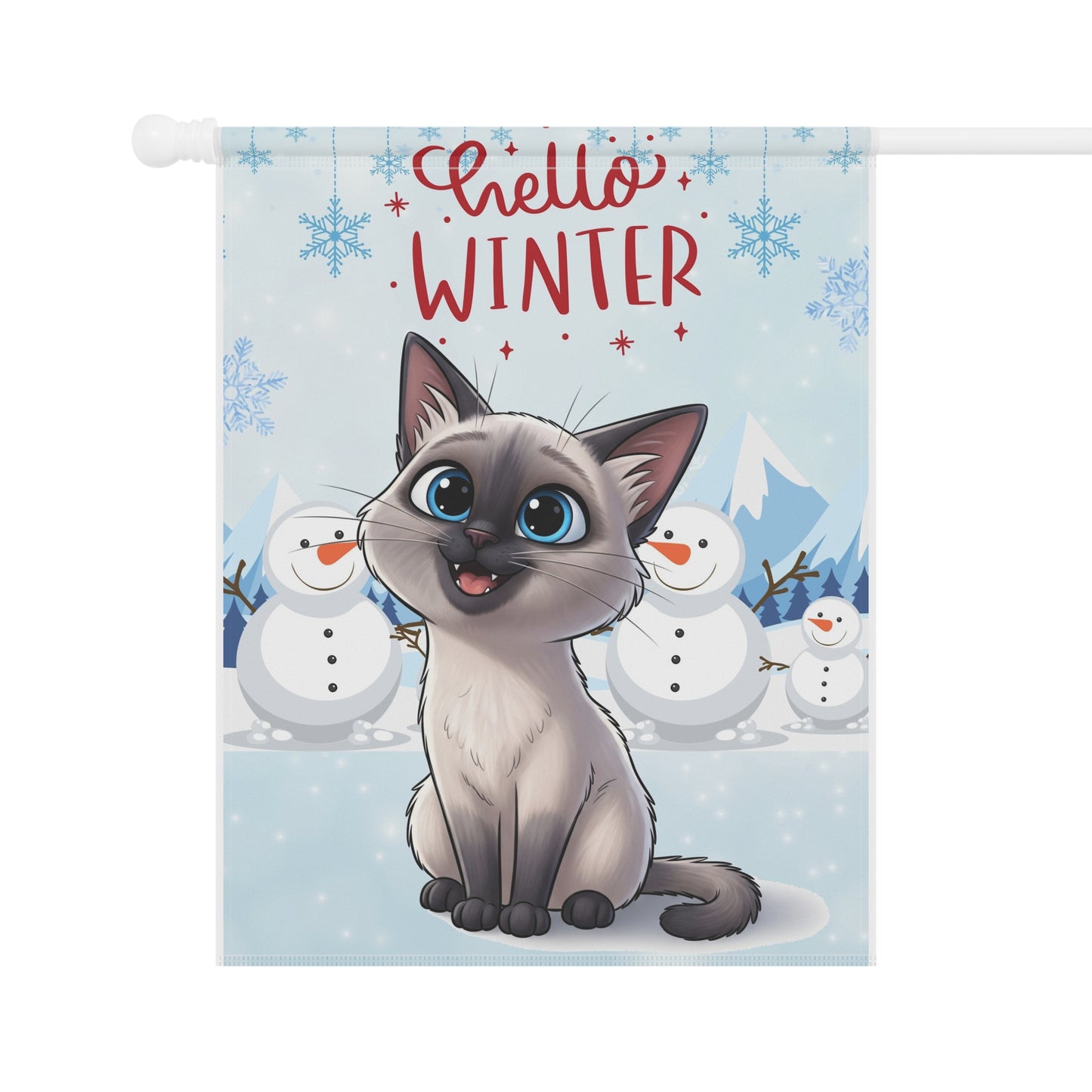 Siamese Cat Hello Winter Garden Banner