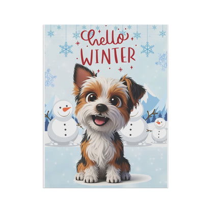 Yorkie Hello Winter Garden Banner