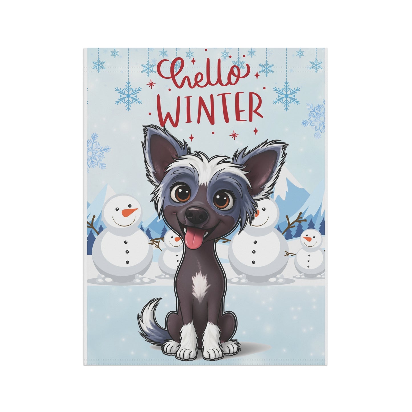 Chinese Crested Hello Winter Garden Banner
