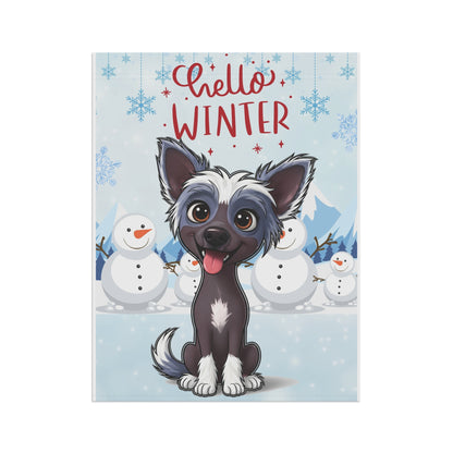 Chinese Crested Hello Winter Garden Banner
