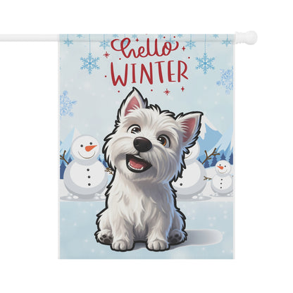 Westie Hello Winter Garden Banner