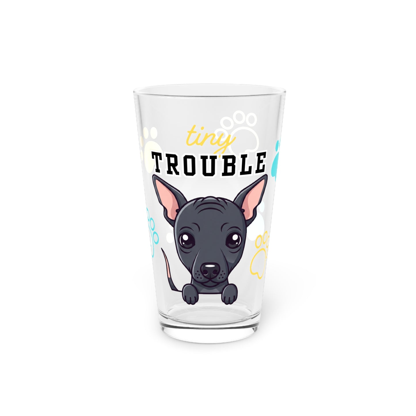 Hairless Dog Tiny Trouble Pint Glass
