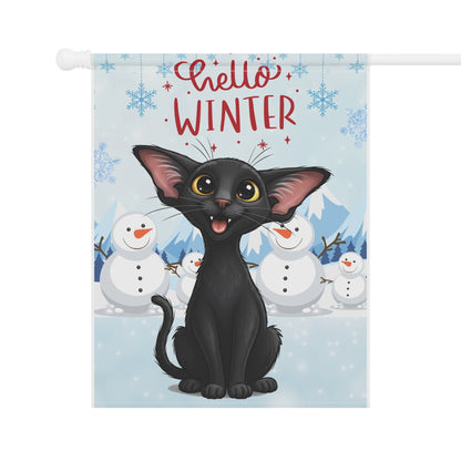 Oriental Shorthair Cat Hello Winter Garden Banner