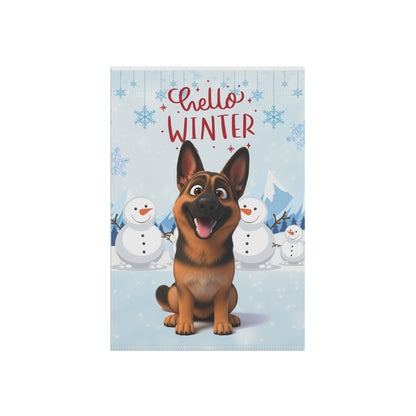 German Shepherd Hello Winter Garden Banner
