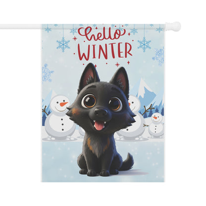 Malinois Hello Winter Garden Banner